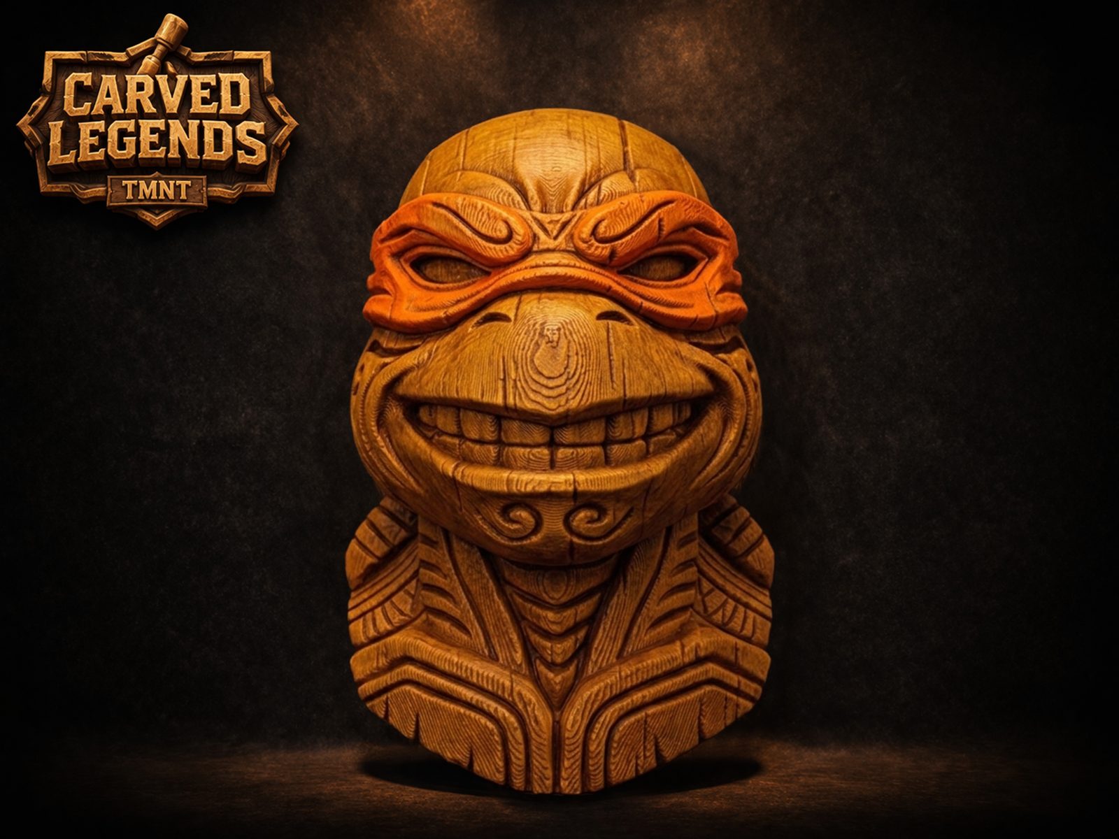 #8 TMNT Michelangelo Mask – Carved Legends Wall Art — vue 1