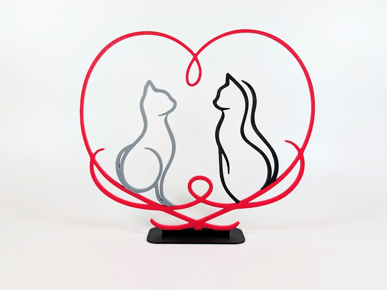 #42 Elegant Flowing Line Love Heart Cats — vue 3