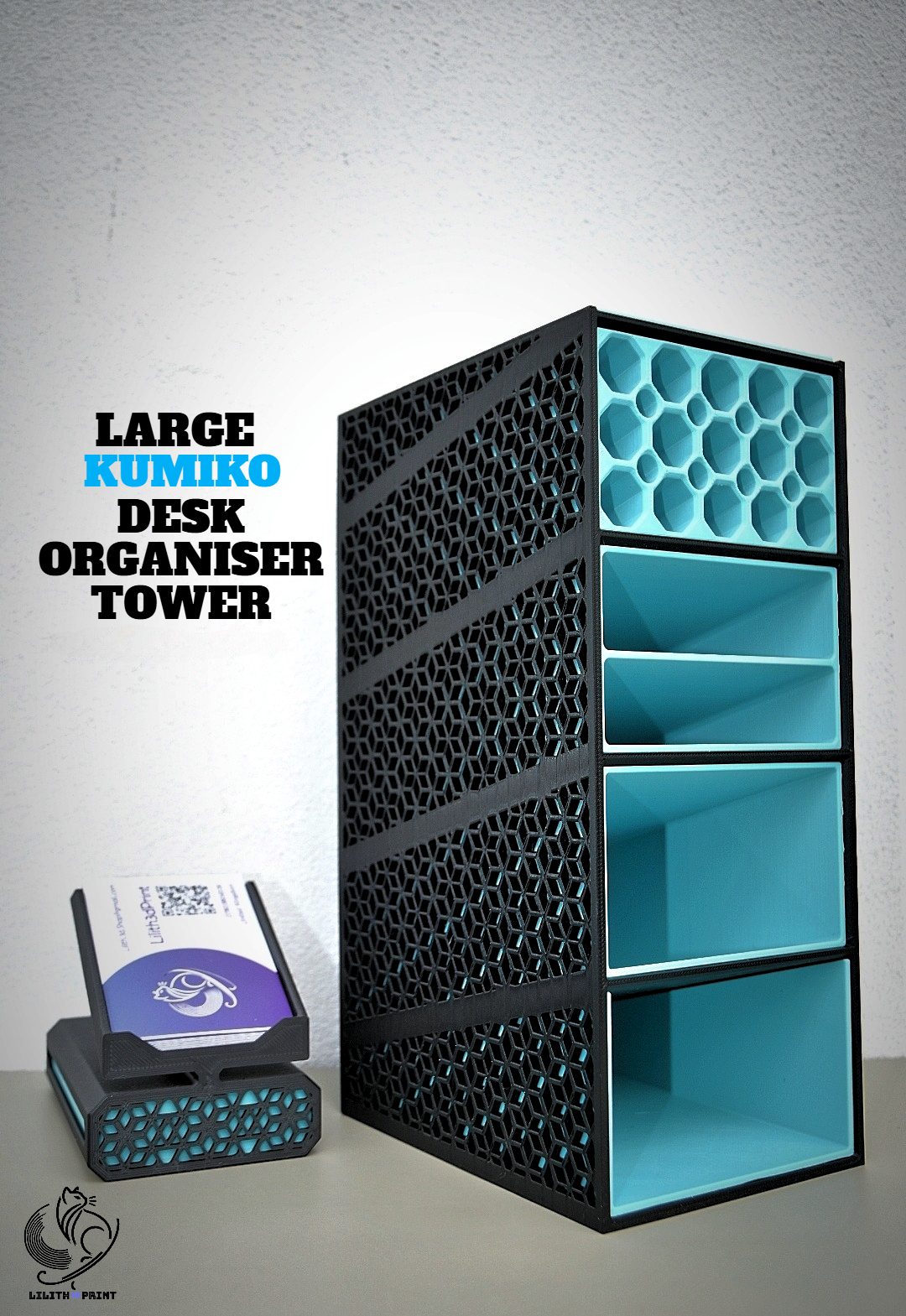 #43 Large Kumiko Desk Organizer Tower — vue 3
