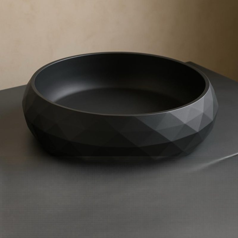 #55 Geometric Entrance Bowl Modern Matte Black Design — vue 4