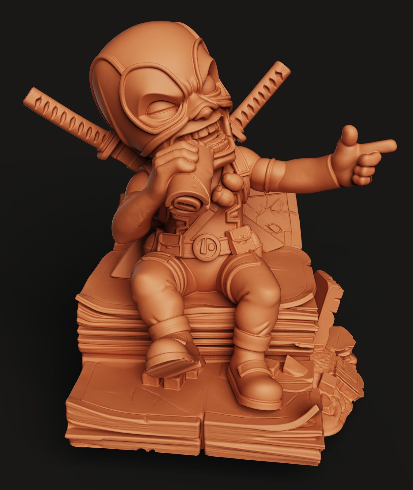 #67 Chibi Deadpool 3D Figure - Merc on Books Statue — vue 7