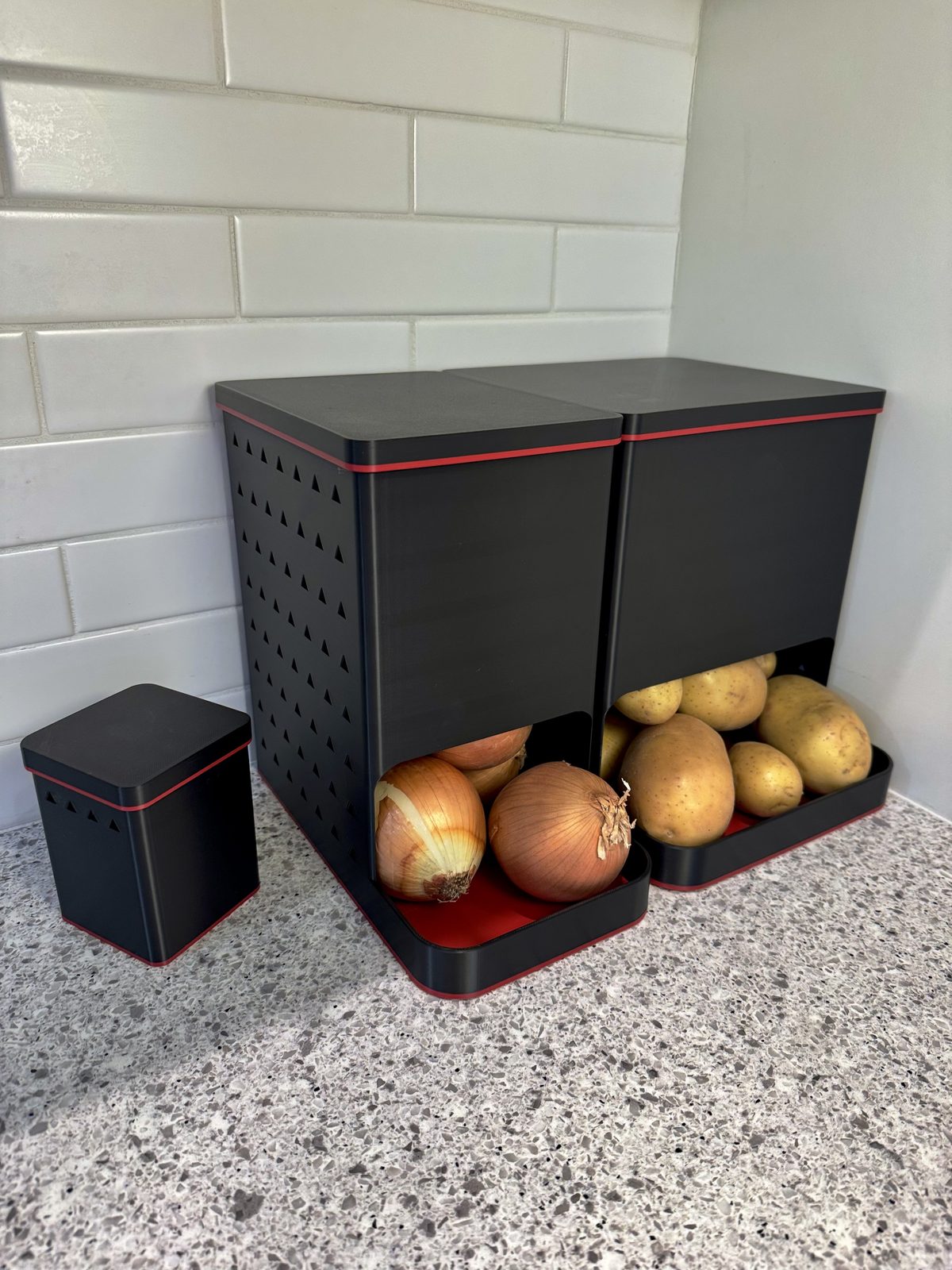#95 Potato, Onion & Garlic Bin Dispenser Keeper — vue 3