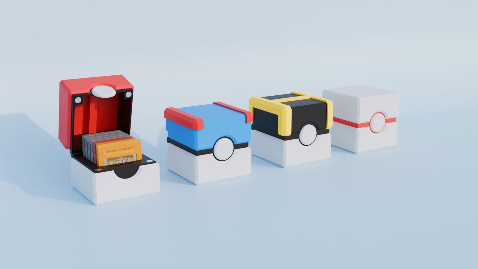 #190 Poké Balls Game Boy Cartridge Cases (4 Models) — vue 3