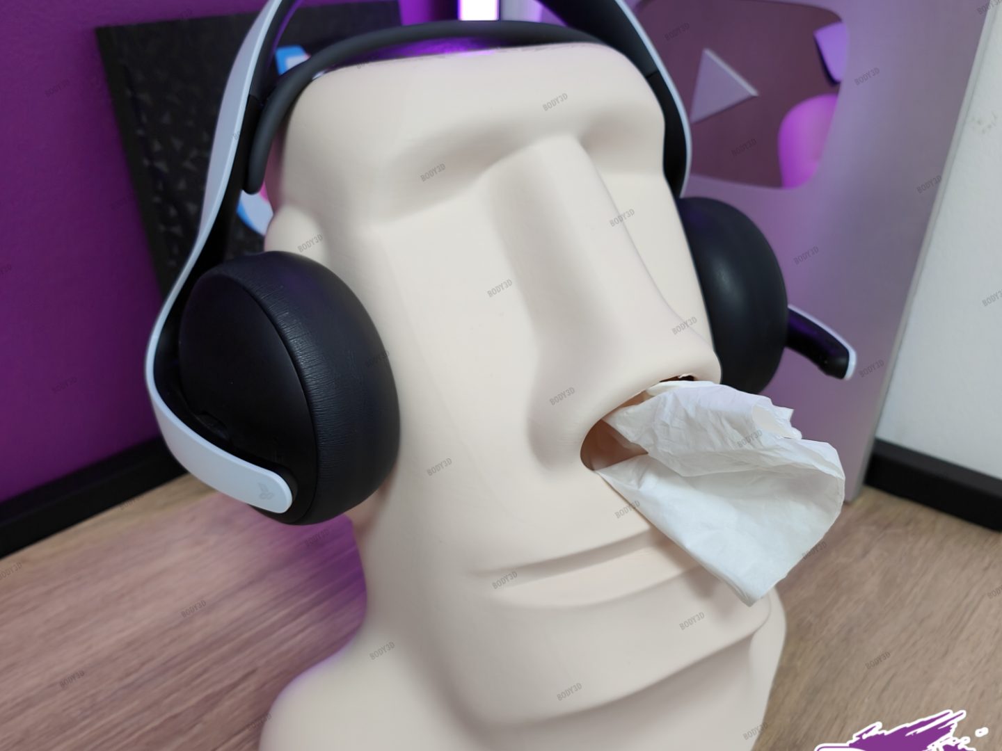 #241 Moai Tissue Box and HeadPhone Holder - Supportless — vue 3