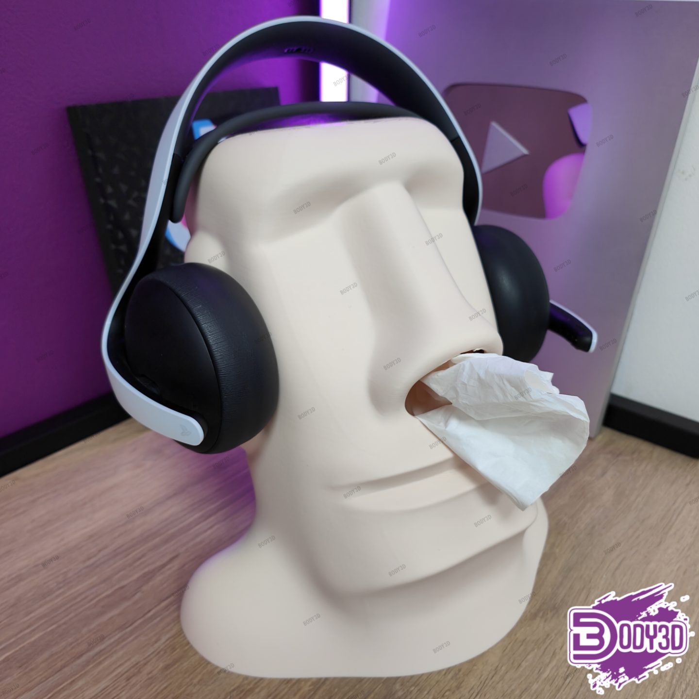 #241 Moai Tissue Box and HeadPhone Holder - Supportless — vue 9