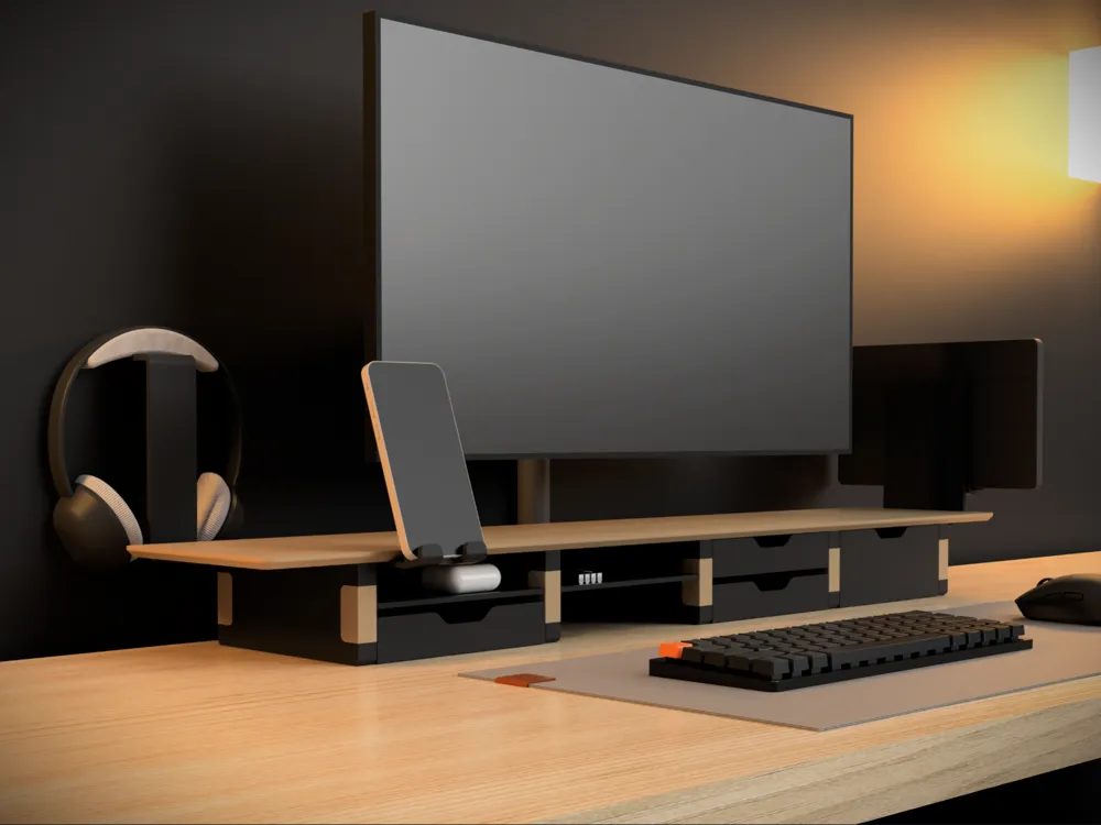 #279 Modular Desk Shelf Fully Printed • Screwable Addon — vue 9