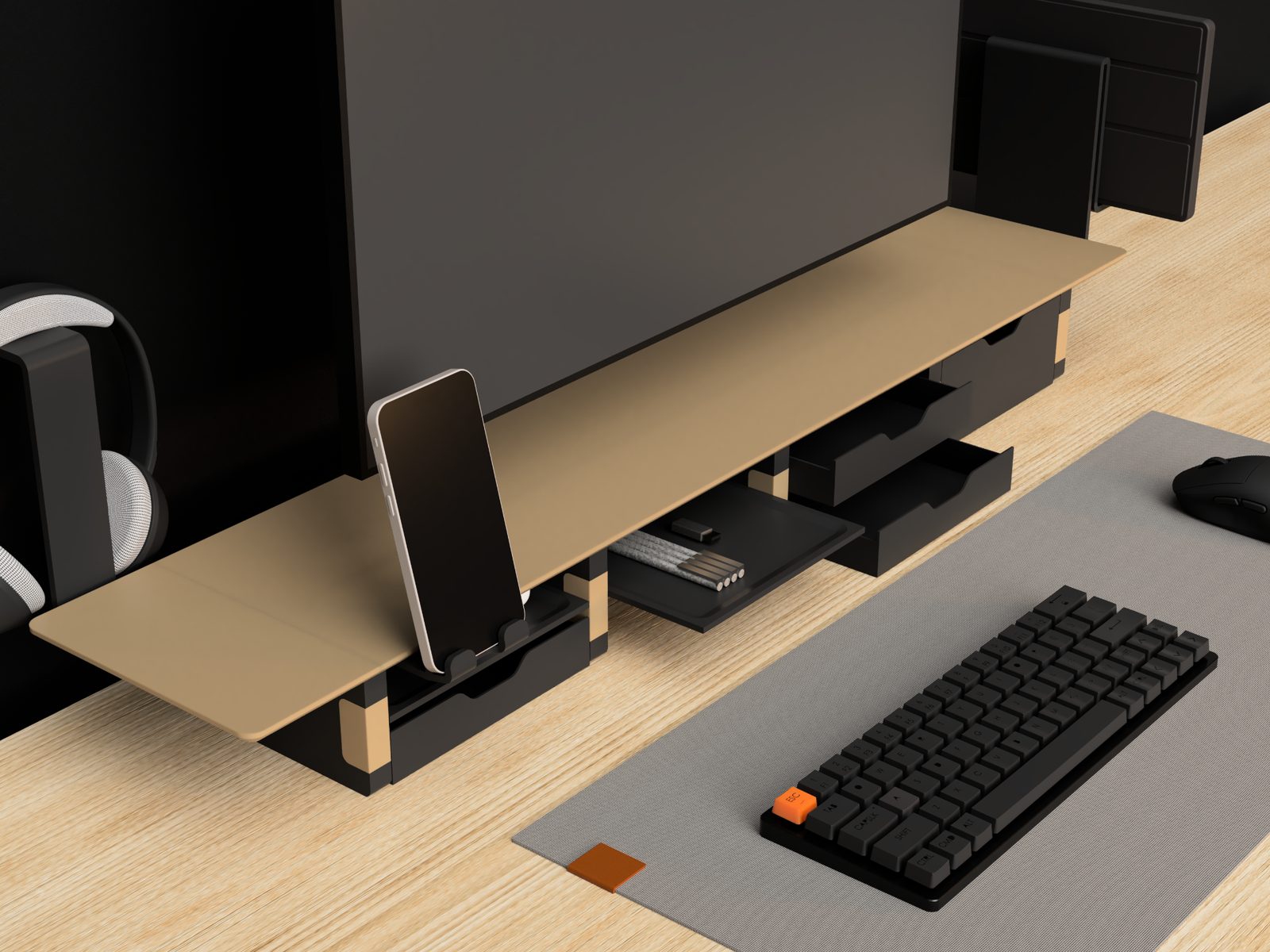#279 Modular Desk Shelf Fully Printed • Screwable Addon — vue 28