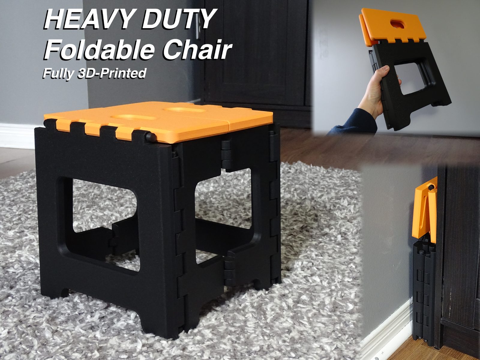 #309 HEAVY DUTY Foldable Chair Stool - Fully 3D Printed — vue 4