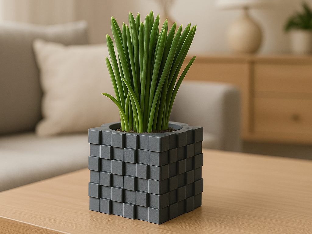 #391 Cubic Pixelated Vase – 3D Printable Planter — vue 3