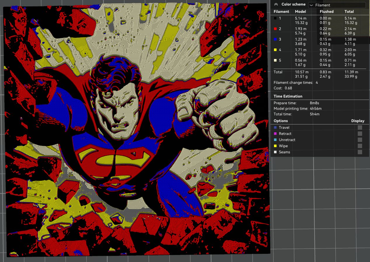#427 Superman Breaking Through Brick Wall - Hueforge Wall Art — vue 3