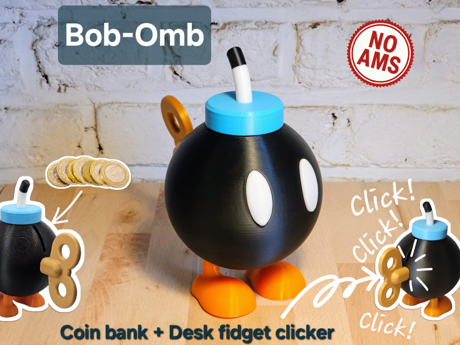#571 Bob-Omb Piggy Bank – with Working Wind-up Key! — vue 2