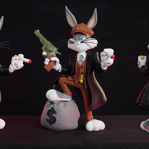 Bugs Bunny Peaky Blinders Urban Vibes – Modular STL – Multi-Part 3MF — vue 1