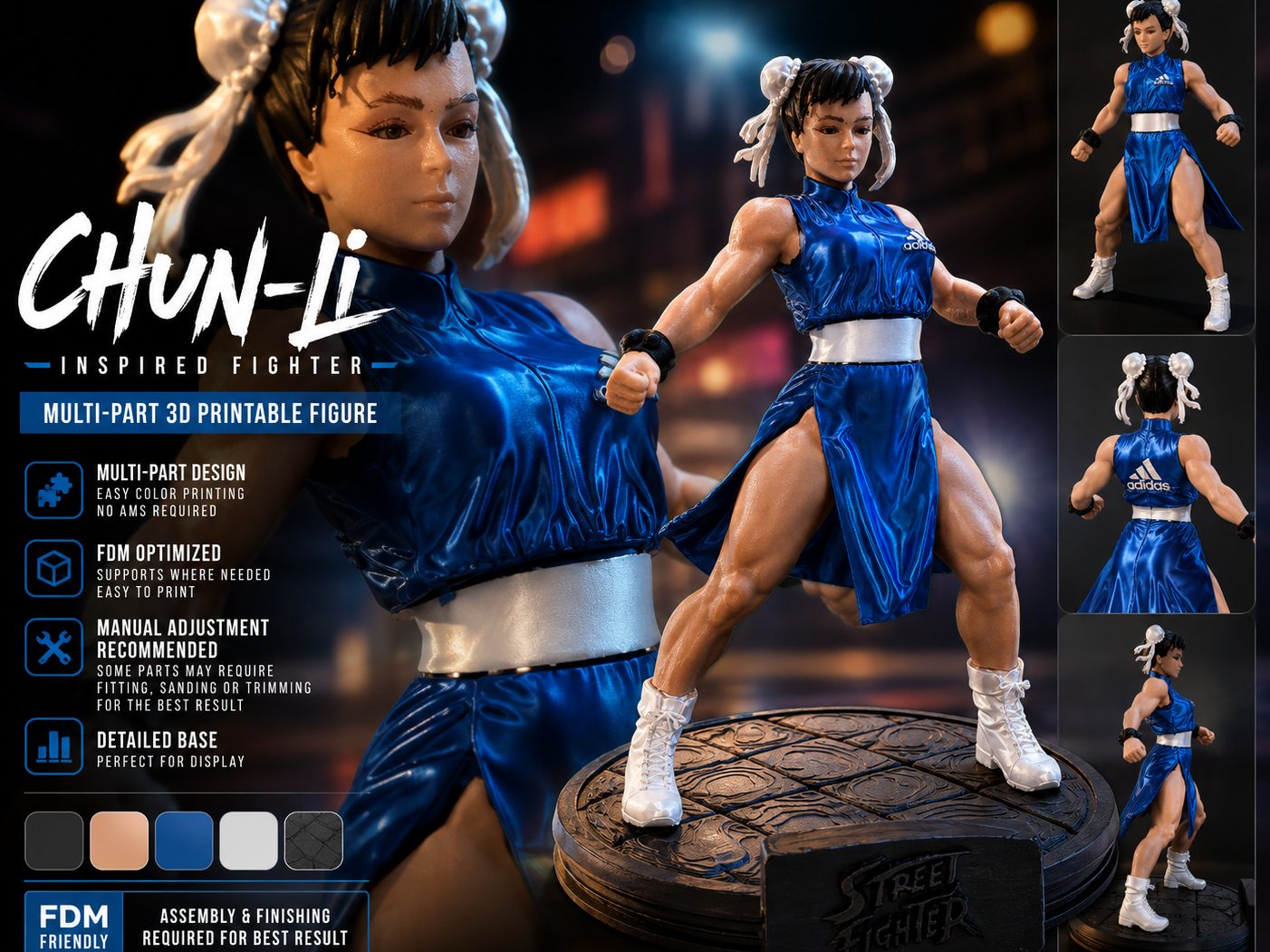 Chun-Li Inspired Fighter – Multi-Color split parts — vue 1