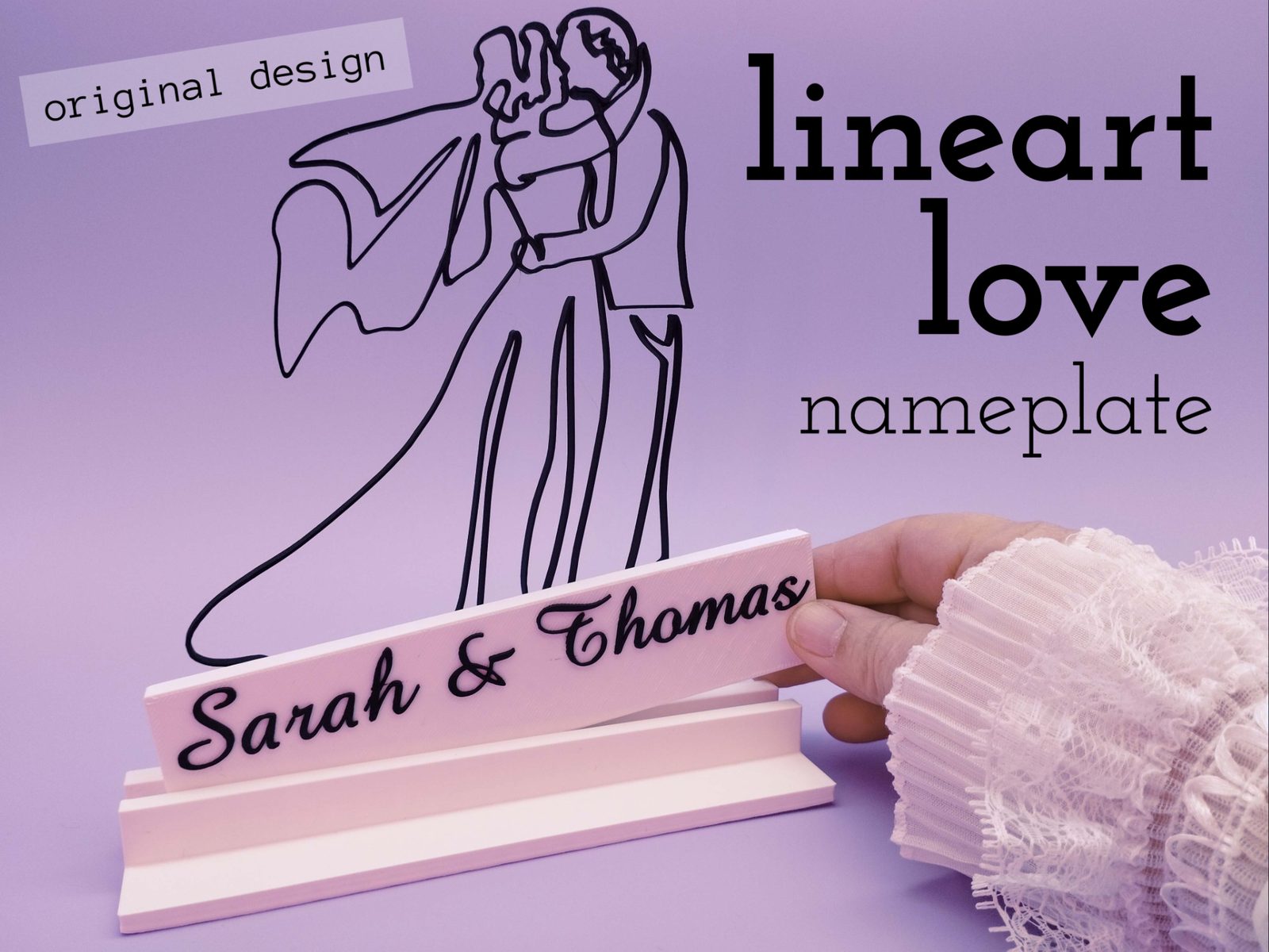 customizable Lineart Wedding name plate — vue 1