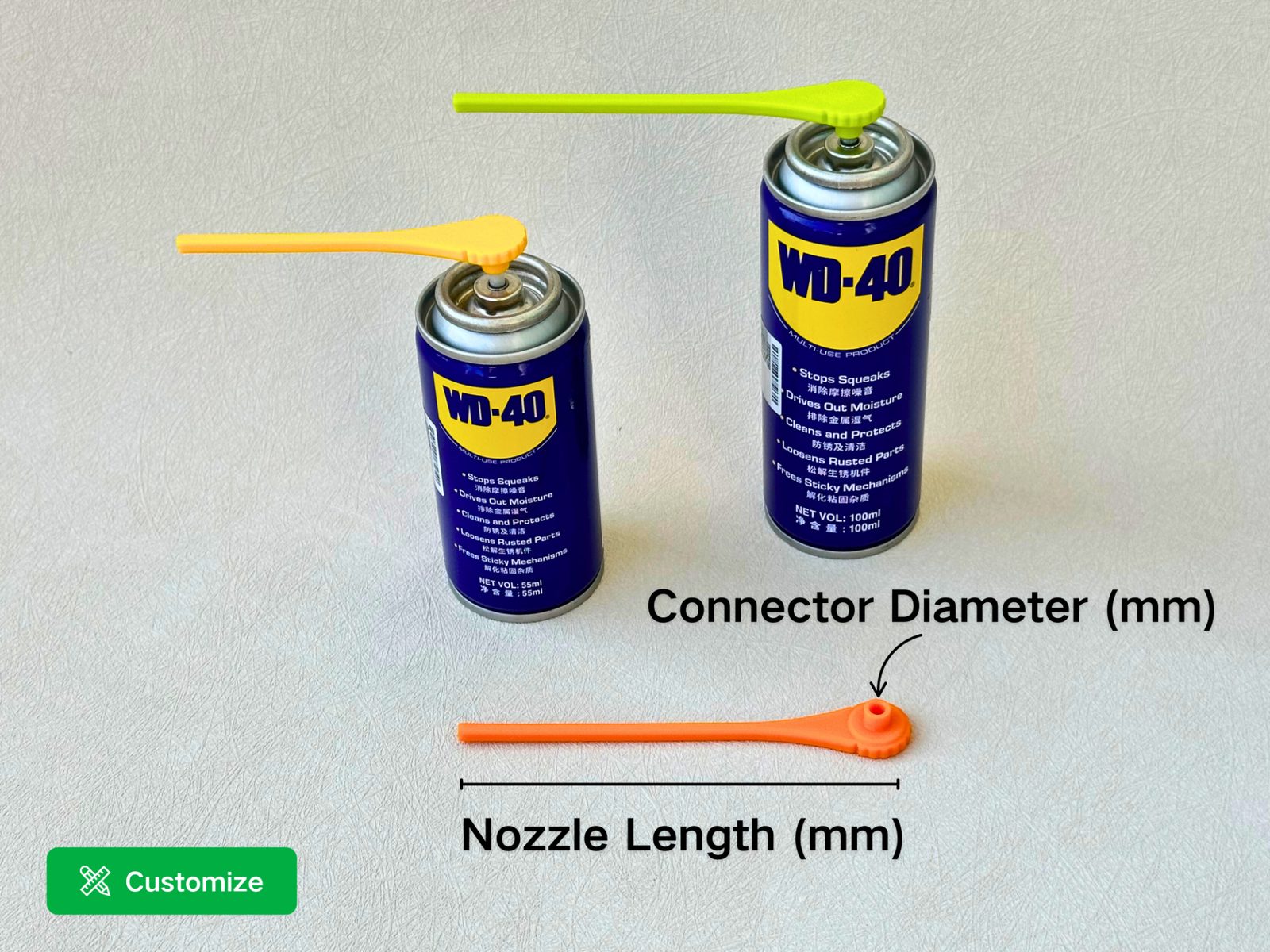 Customizable Spray Nozzle (Length & Connector) — vue 1