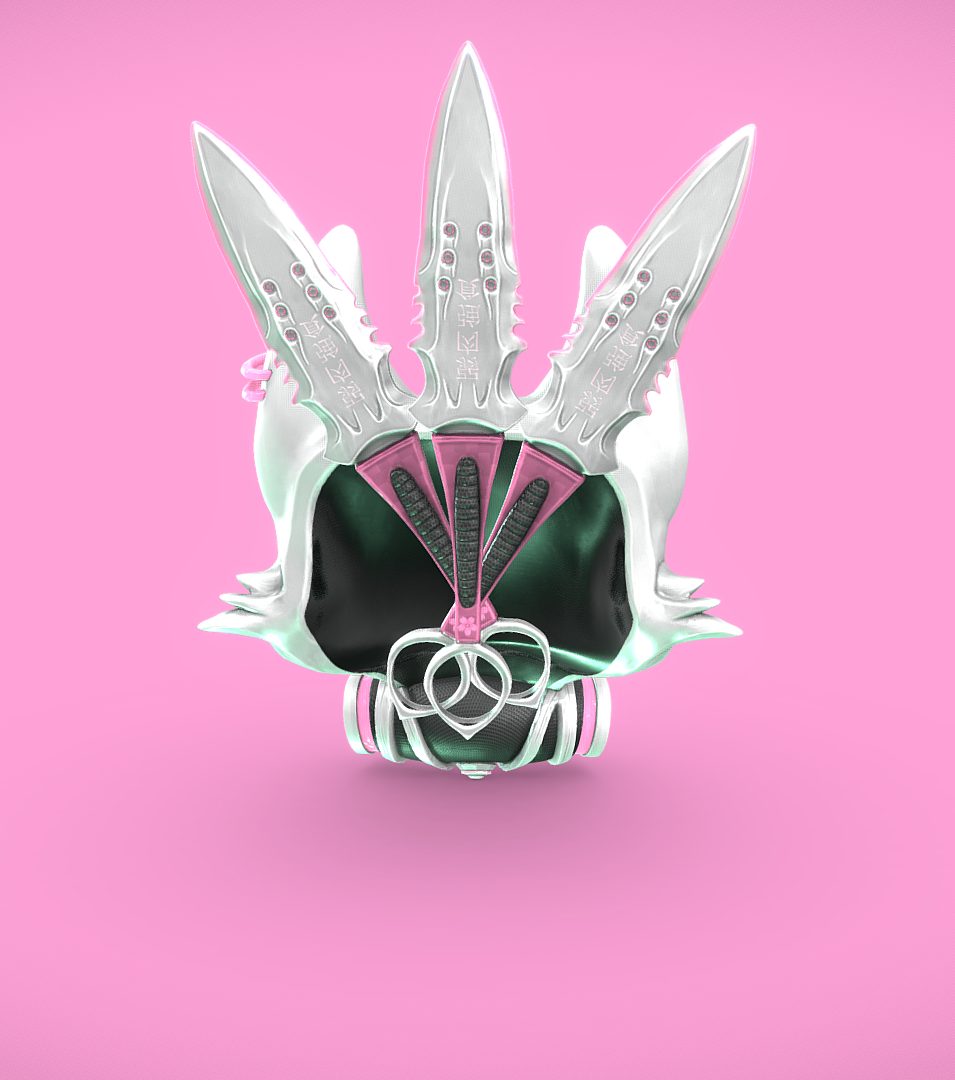 Cyberpunk Kitsune Mask and Kunai — vue 5