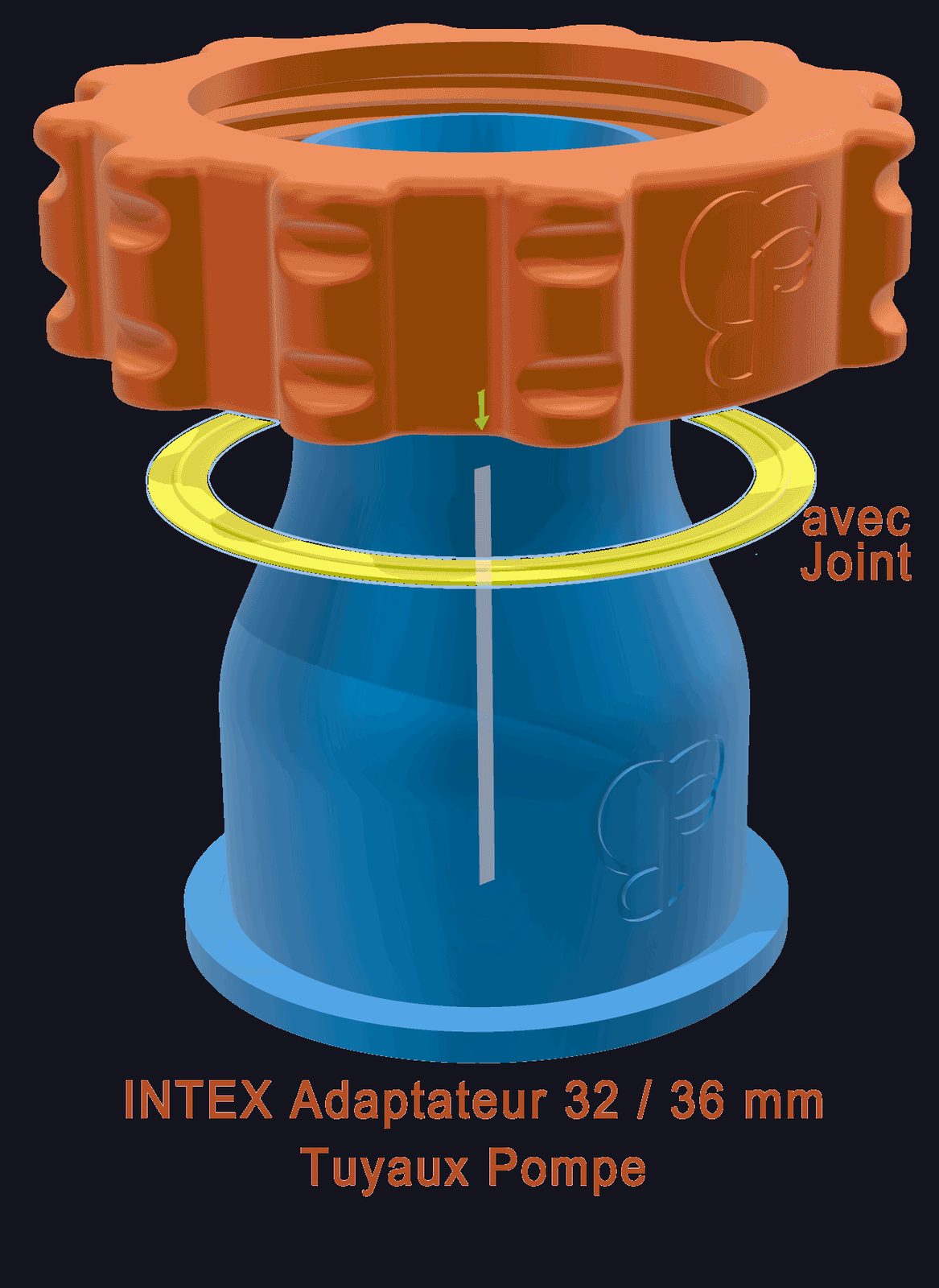 DdbSi Intex Adaptateur Tuyaux Pompe 32 36mm +Joint — vue 1