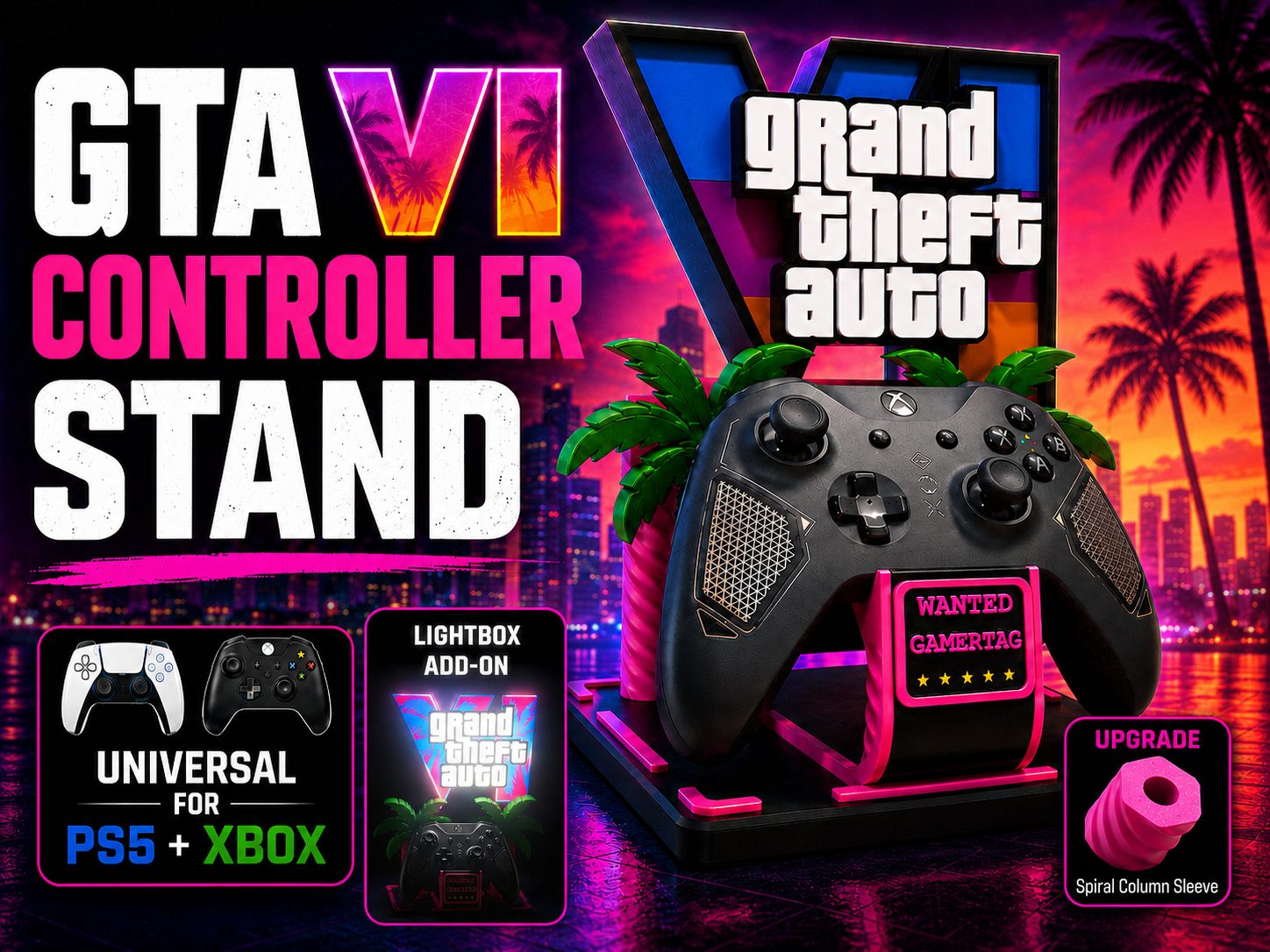 GTA VI Universal PS5 & Xbox Controller Stand — vue 1