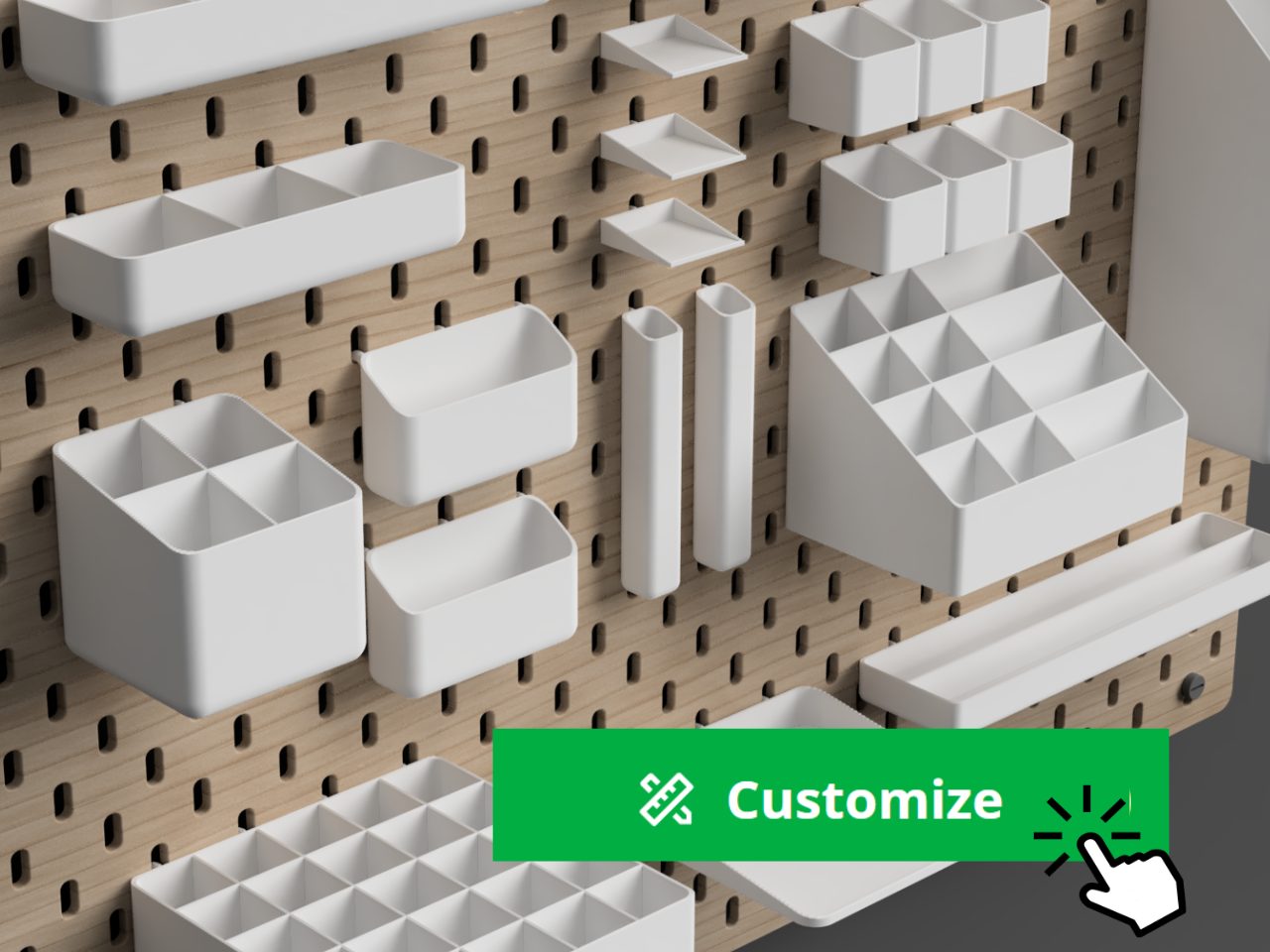 IKEA SKADIS Add-Ons: Parametric Bins and Shelves — vue 1