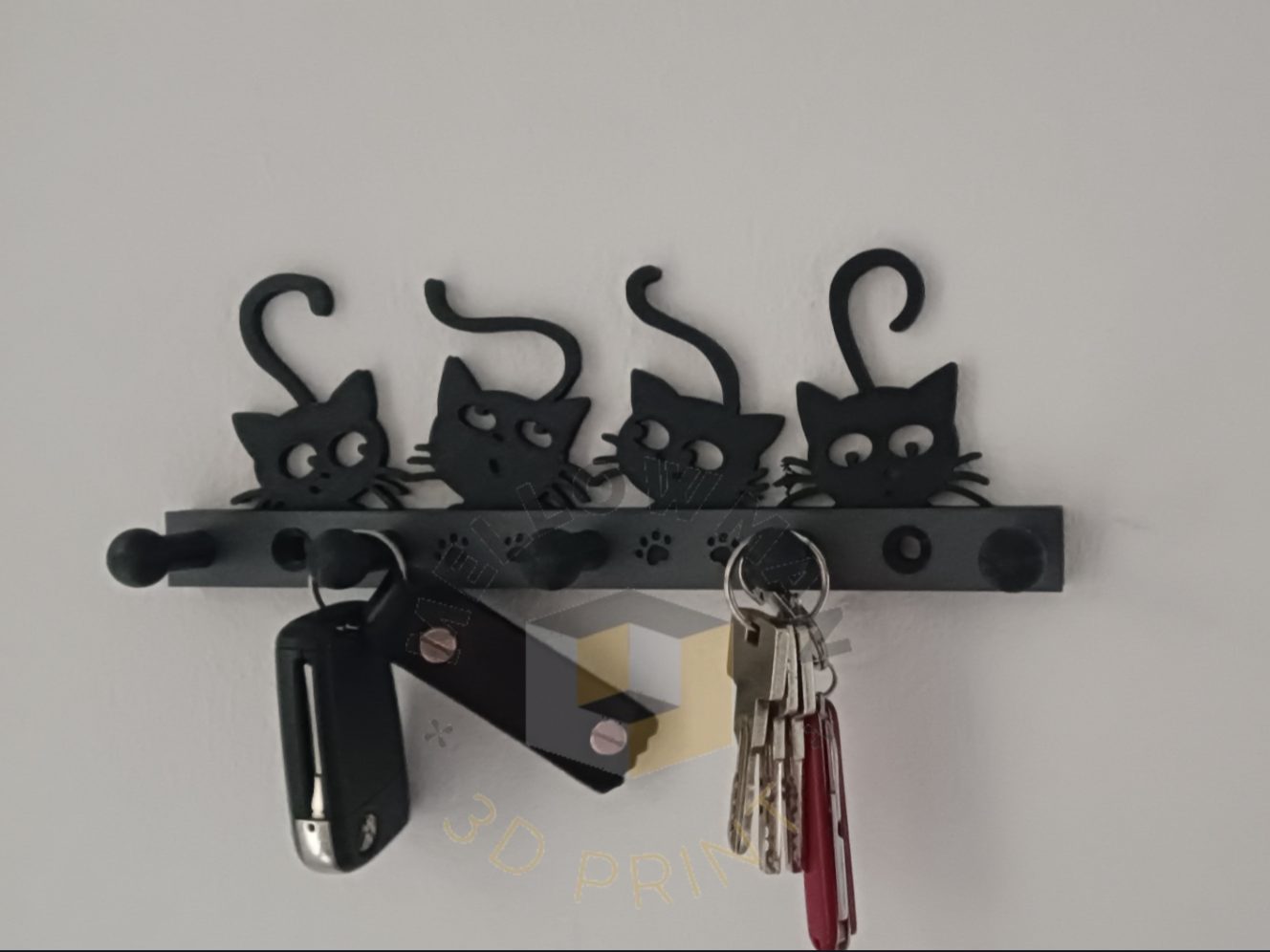 Katzen Schlüsselbrett / Cats Key hooks — vue 1