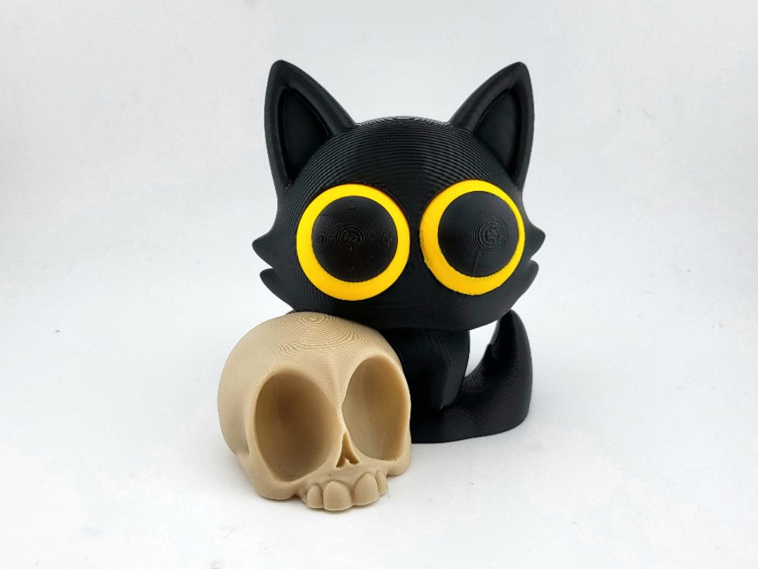 Kawaii Demon Cat with Skull desk decor sweet cute — vue 1