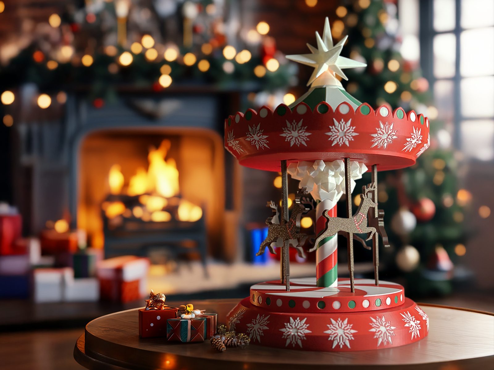 Kinetic Christmas Carousel 2.0 | Motorized version — vue 1