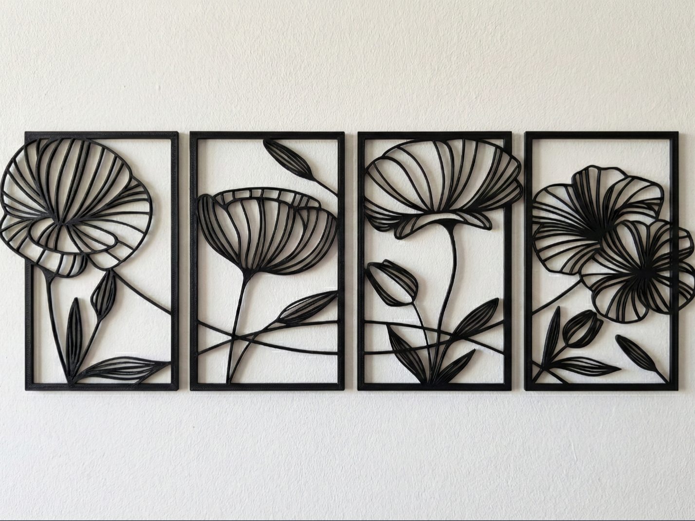 Minimalist Floral Wall Art Collection -4 Panel Set — vue 1