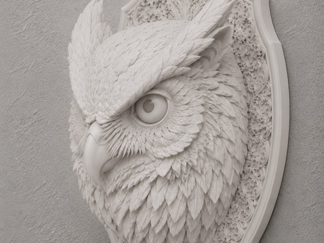 Owl Wall Head Mount Decorative Trophy Display — vue 1