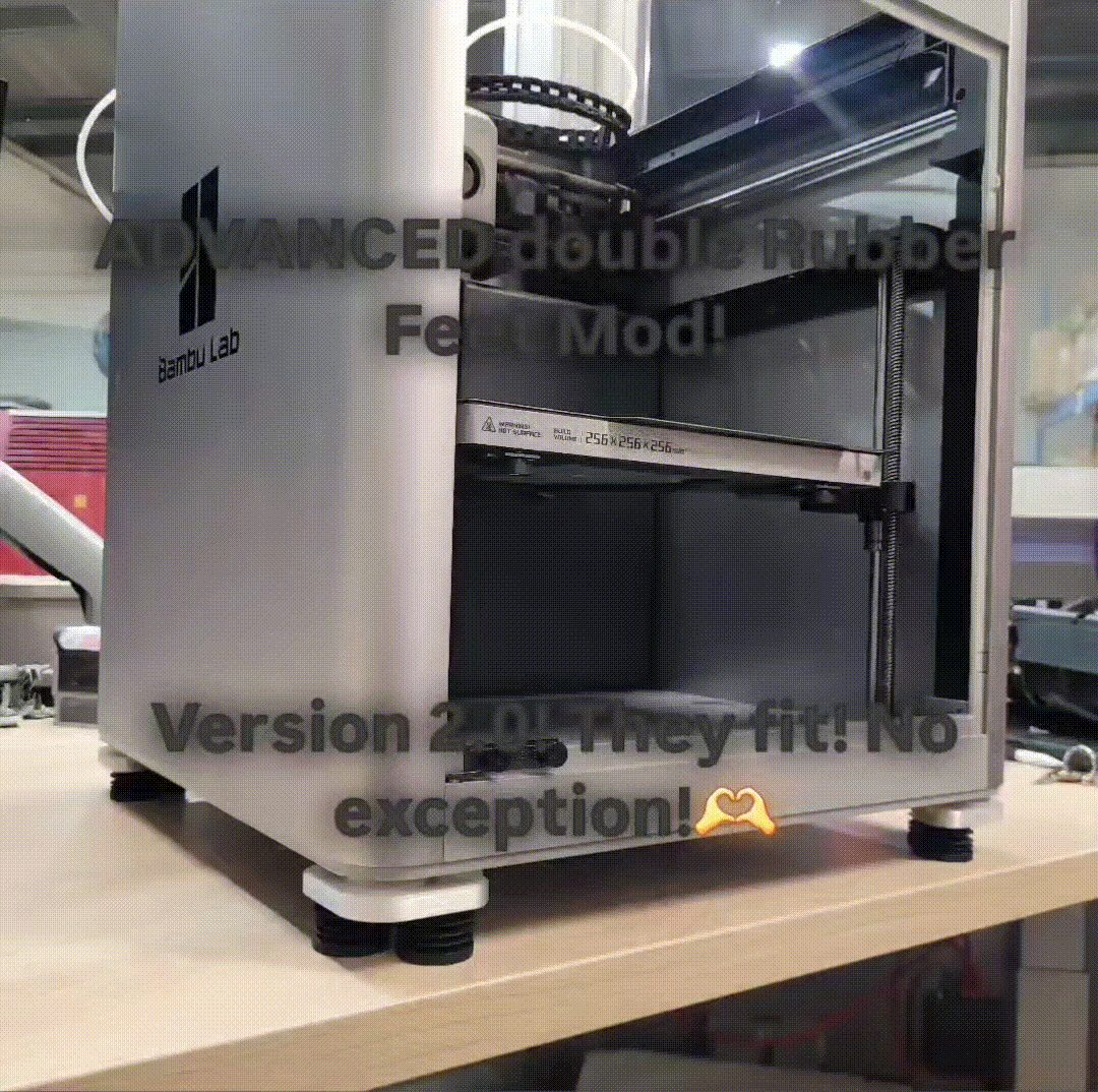 P1S/P1P and X1C ADVANCED ! Double Rubber feet Mod — vue 1