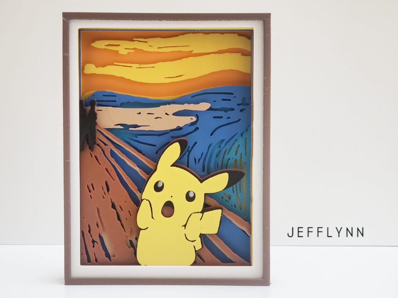 Pikachu in "The Scream" Painting - Shadow Box — vue 1