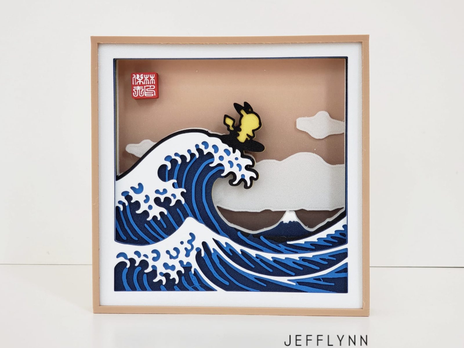 Pikachu surfing the Great Wave - Shadow Box — vue 1