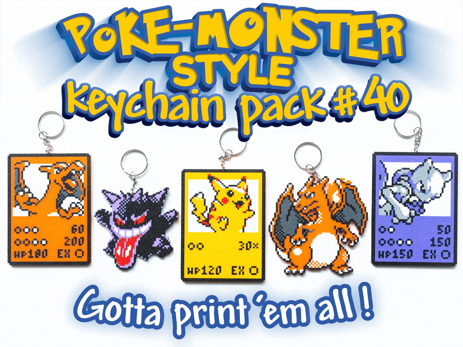 Poke-Monster Keychain Pack #40 Charizard Gengar — vue 1