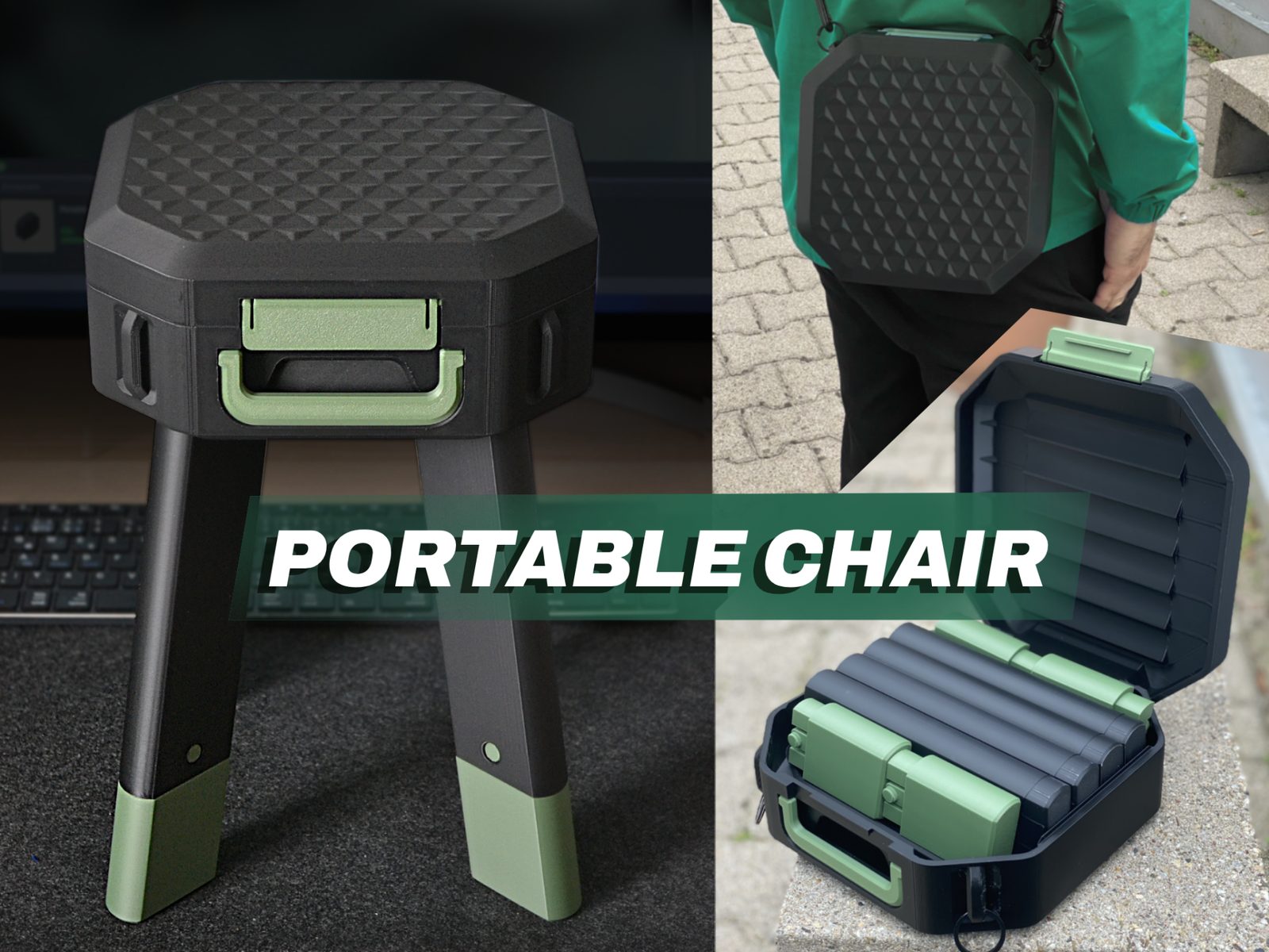 Portable chair with suitcase function — vue 1