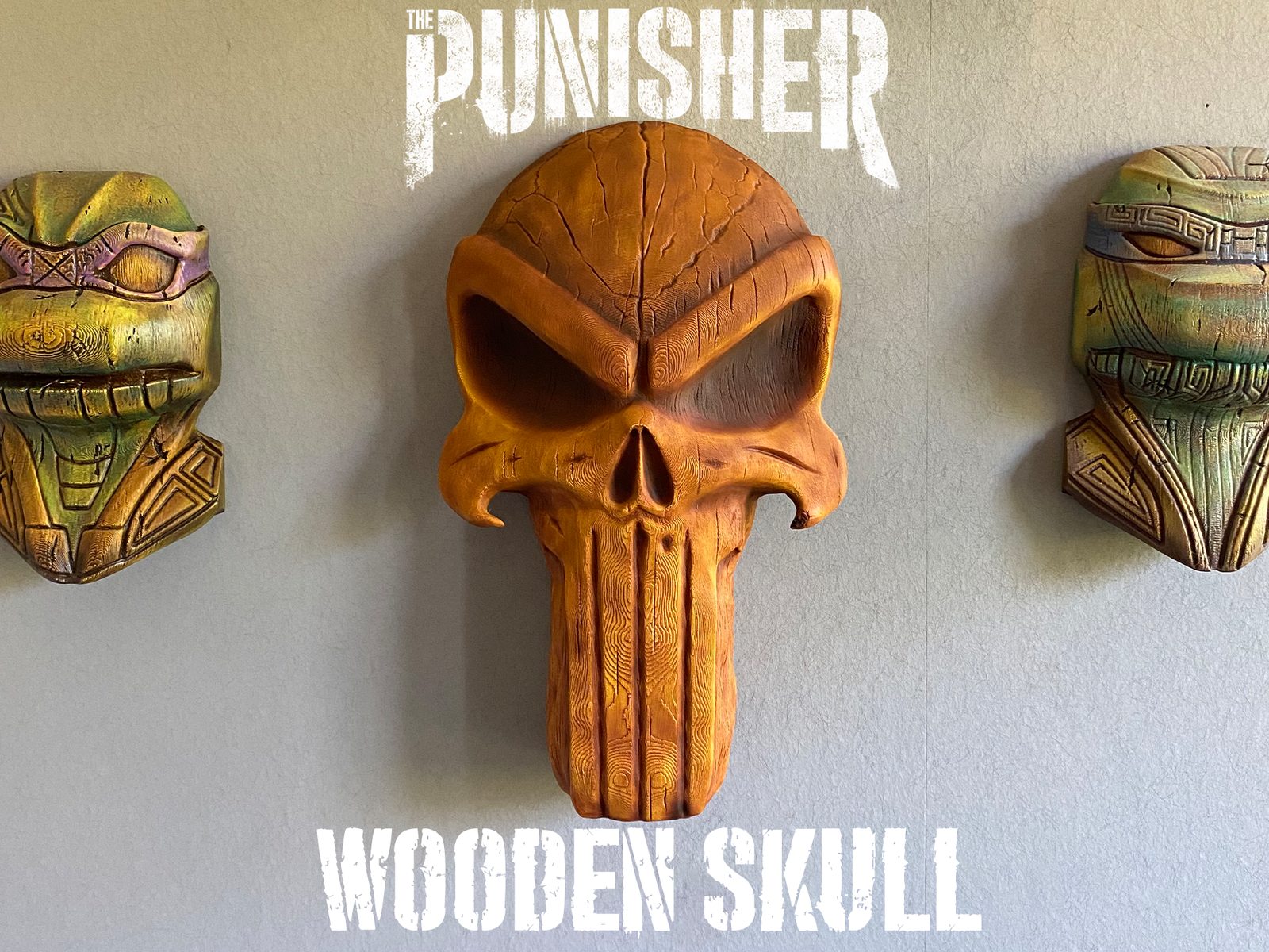 Punisher Wooden Skull Wallart — vue 1