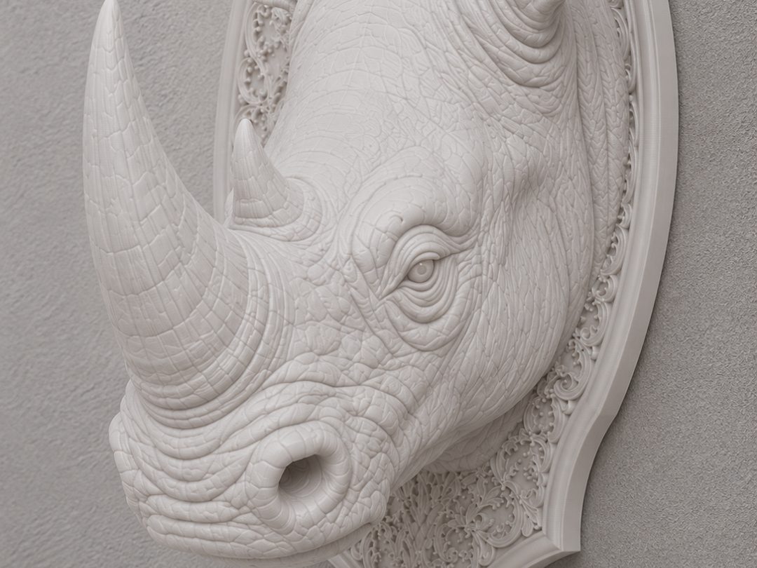 Rhino Wall Head Mount Decorative Trophy Display — vue 1