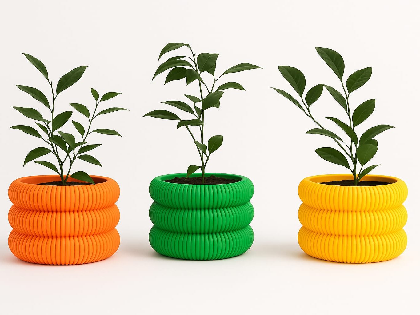 ribbed round flower pot — vue 1