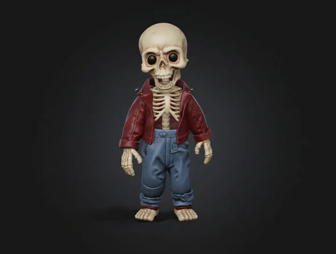 Skeleton with leather jacket — vue 1