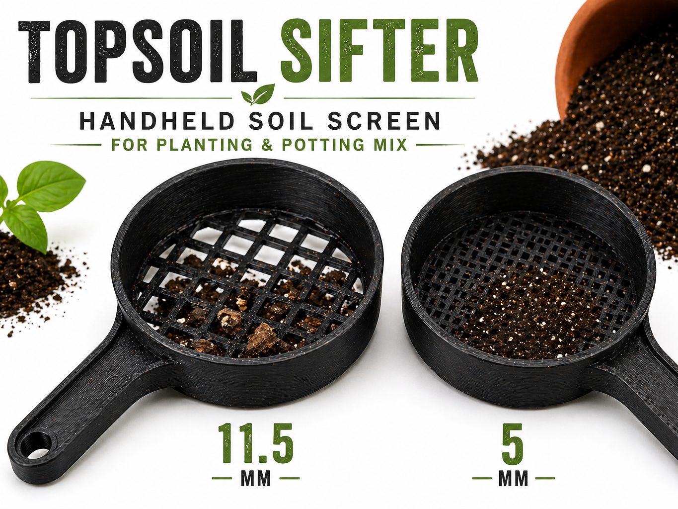 Topsoil Sifter – Handheld Soil Screen for Planting — vue 1
