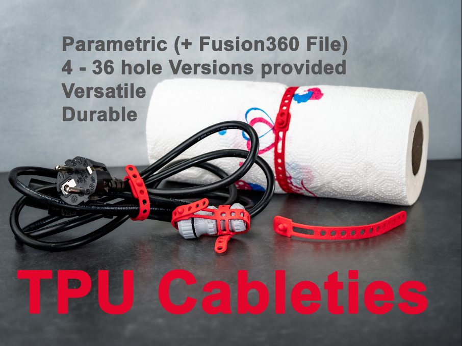 TPU Cabletie different lengths parametric Fusion — vue 1