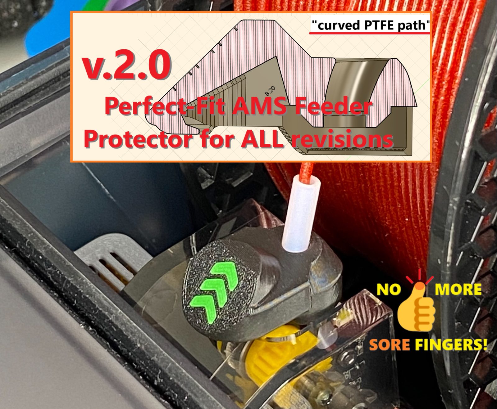 v.2.0 AMS Feeding Funnel Protector Filament Guide — vue 1